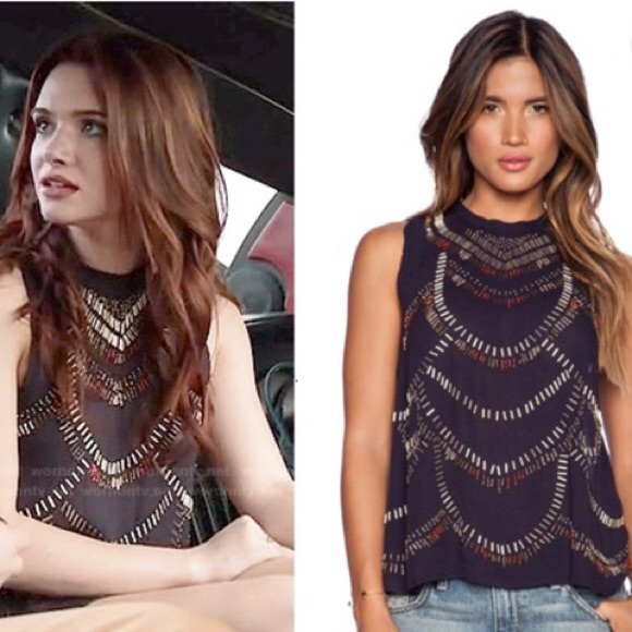 Free People Farris Wheel open back beaded blouse - Picture 3 of 8